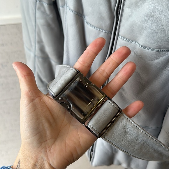 Vintage Armani Baby Blue Suede Collar Jacket - Picture 5 of 7